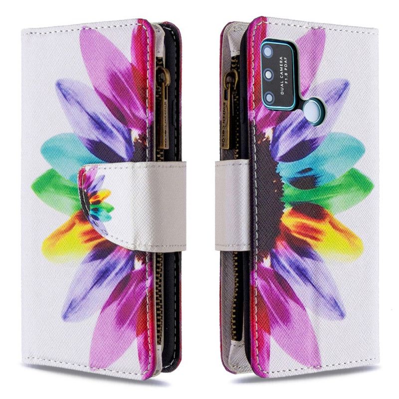 Housse Honor 9a Poche Zippée Fleur