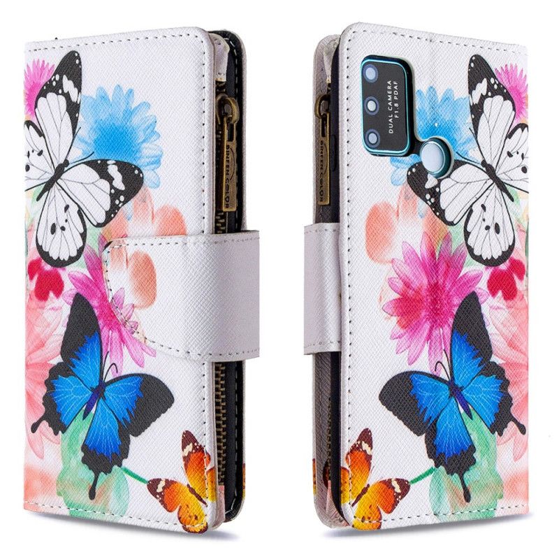 Housse Honor 9a Poche Zippée Papillons