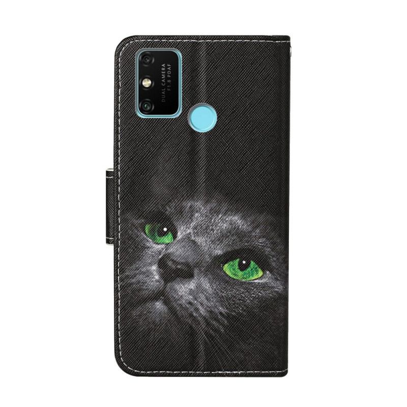 Housse Honor 9a Yeux Vert De Chat Noir