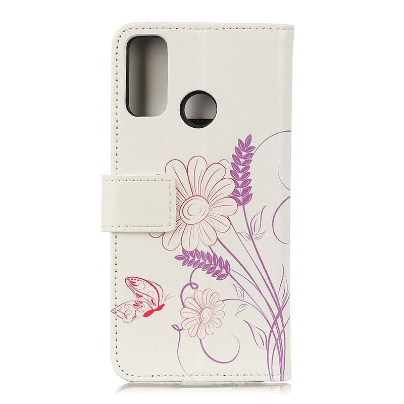 Étui Housse Honor 9x Lite Dessin Papillons Et Fleurs