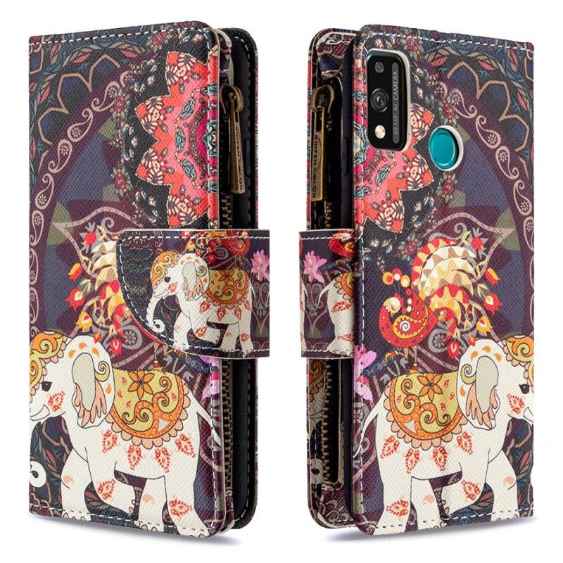 Housse Honor 9x Lite Poche Zippée Éléphant