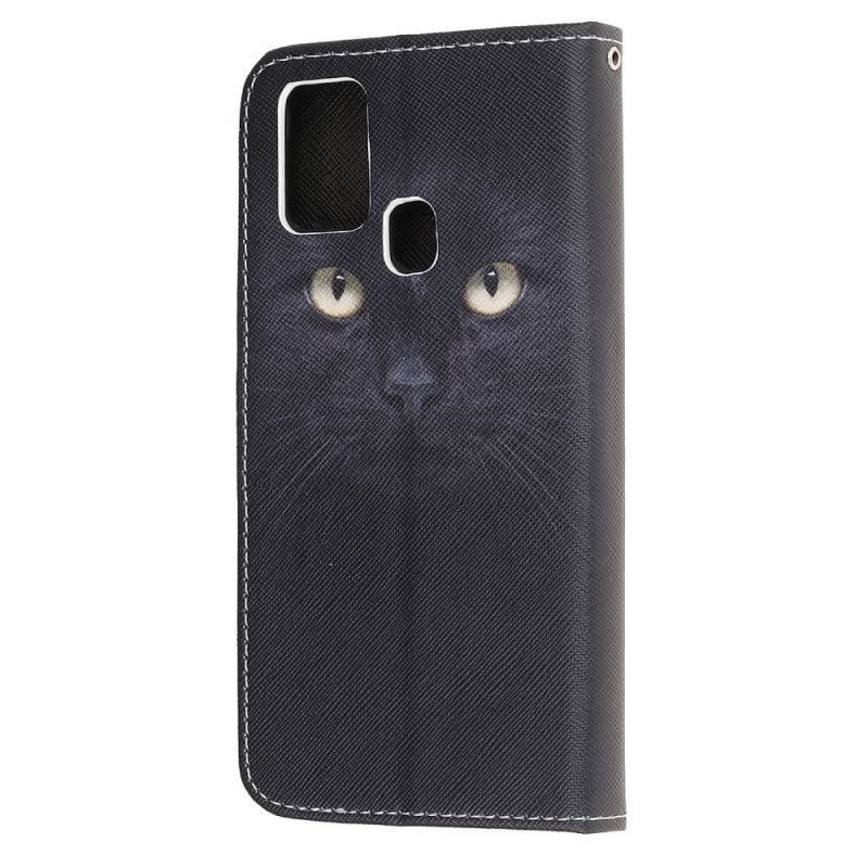 Housse Honor 9x Lite Yeux De Chat Noir À Lanière