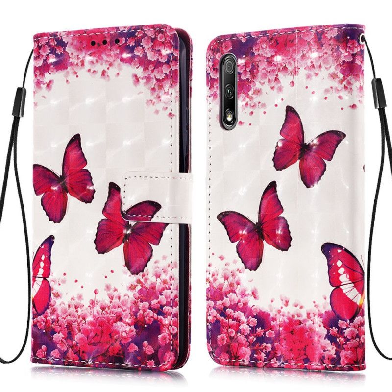 Housse Honor 9x Pro Papillons Rouges 3d