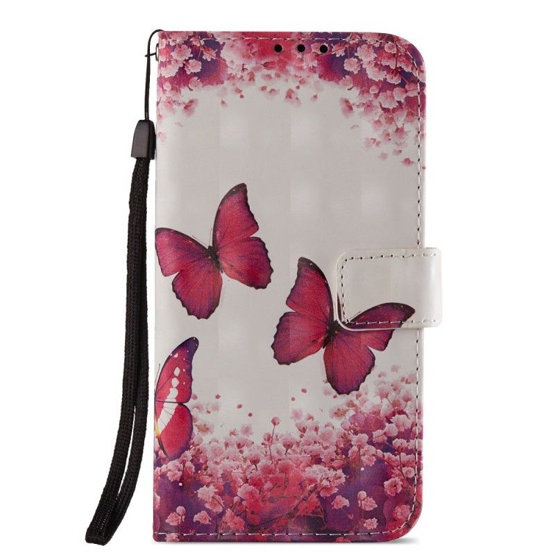 Housse Huawei Honor 7c Papillons Rouges 3d