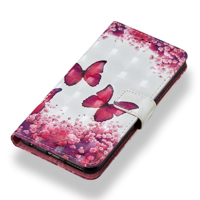 Housse Huawei Honor 7c Papillons Rouges 3d