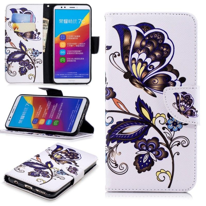 Housse Huawei Y7 2018 / Honor 7c Tattoo Papillon