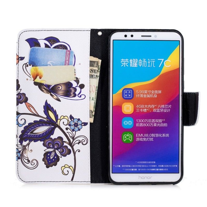 Housse Huawei Y7 2018 / Honor 7c Tattoo Papillon