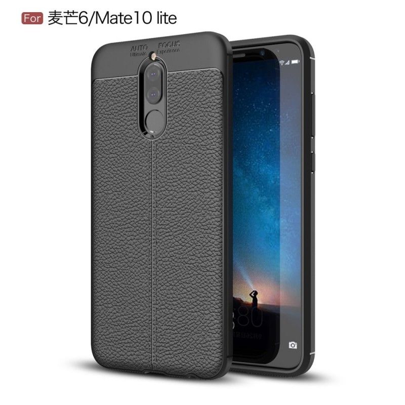 Coque Huawei Mate 10 Lite Effet Cuir Litchi Double Line