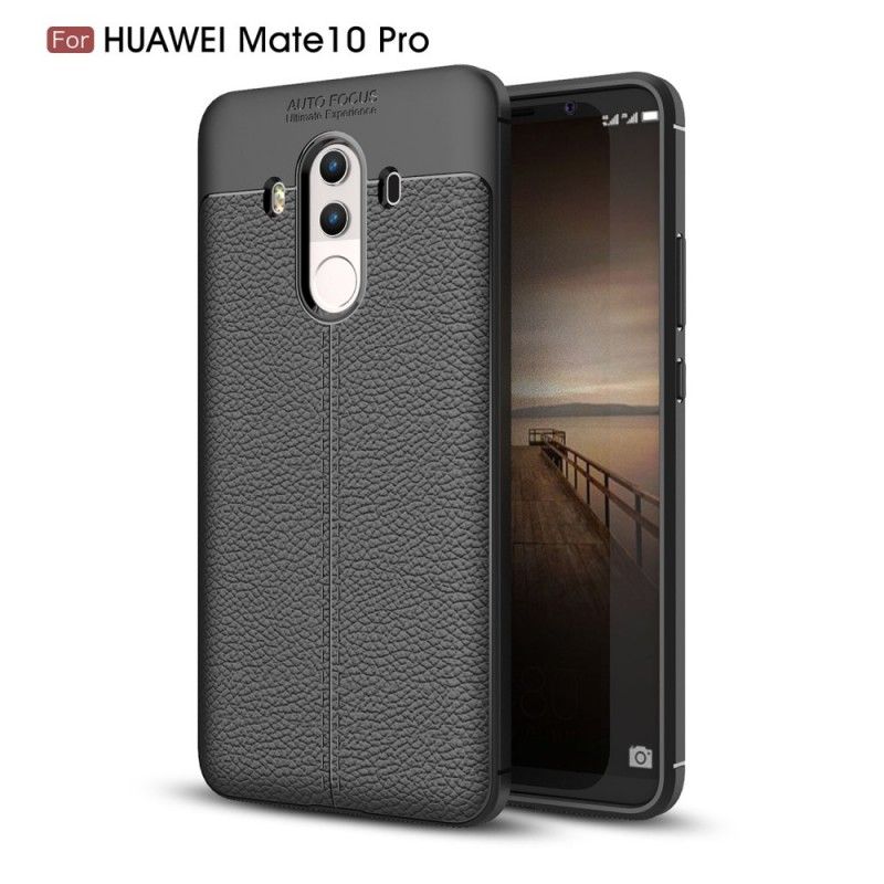 Coque Huawei Mate 10 Pro Effet Cuir Litchi Double Line