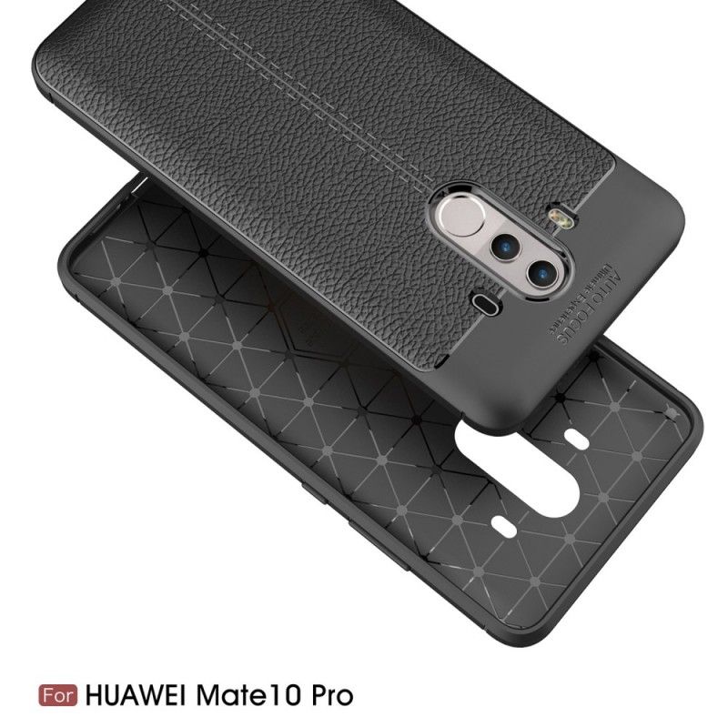 Coque Huawei Mate 10 Pro Effet Cuir Litchi Double Line