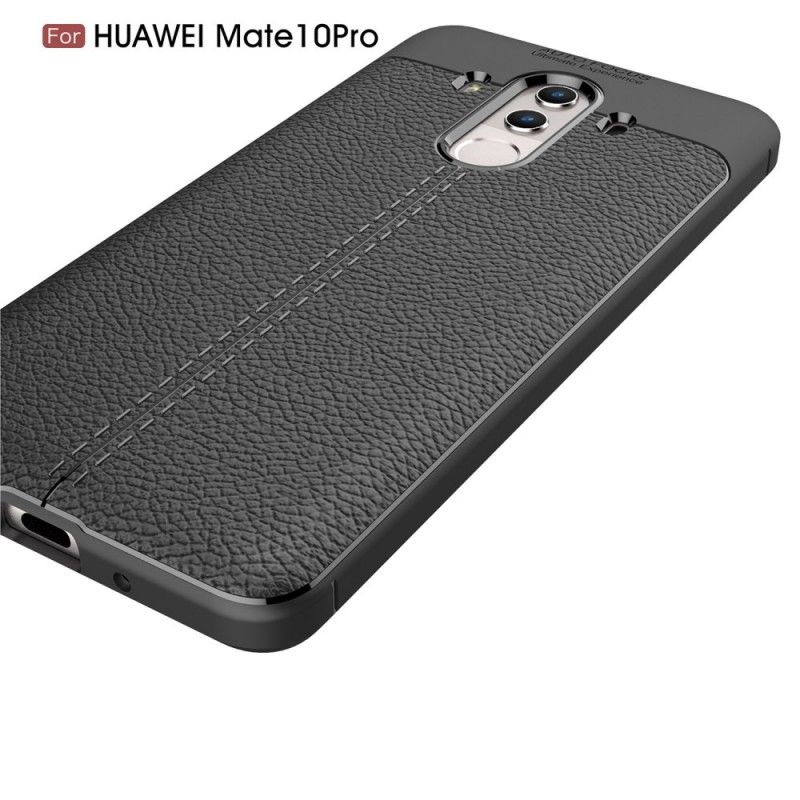 Coque Huawei Mate 10 Pro Effet Cuir Litchi Double Line