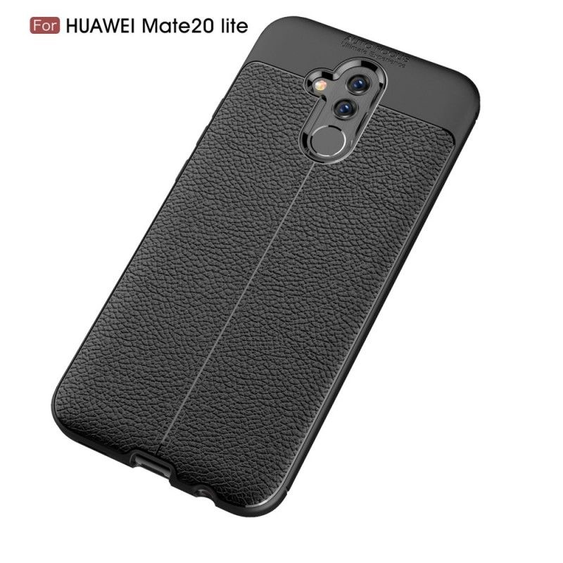 Coque Huawei Mate 20 Lite Effet Cuir Litchi Double Line