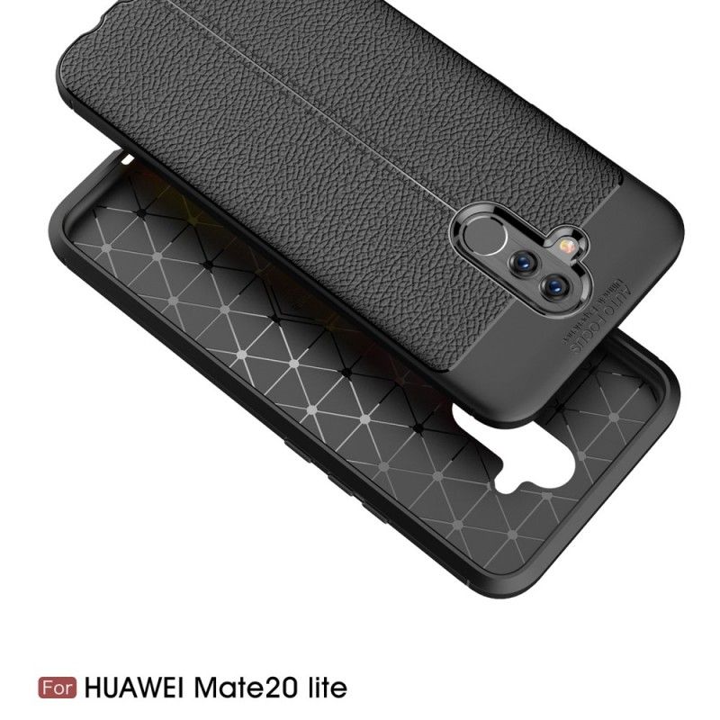 Coque Huawei Mate 20 Lite Effet Cuir Litchi Double Line