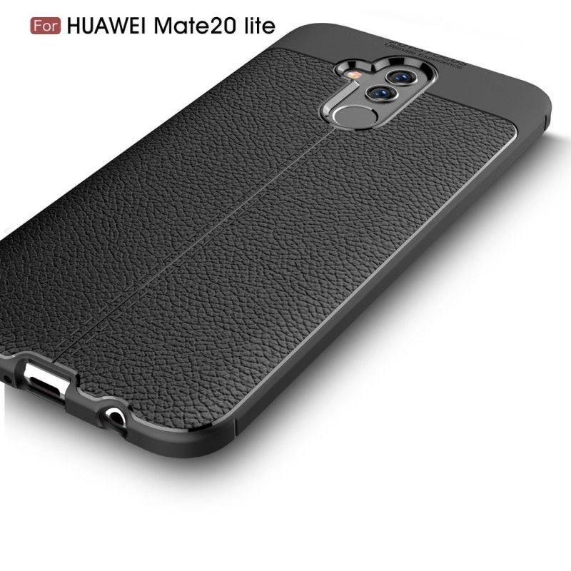 Coque Huawei Mate 20 Lite Effet Cuir Litchi Double Line