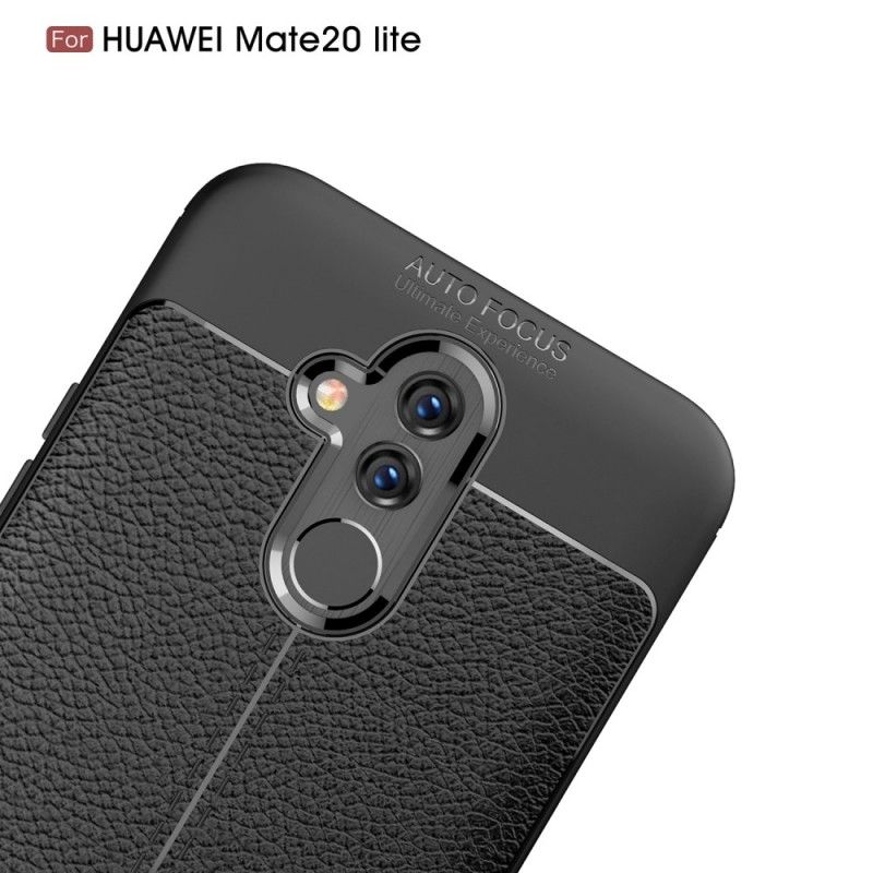 Coque Huawei Mate 20 Lite Effet Cuir Litchi Double Line