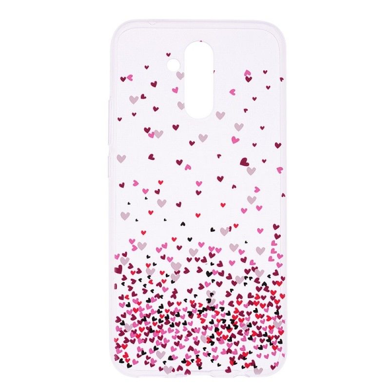 Coque Huawei Mate 20 Lite Transparente Multiples Coeurs Rouges