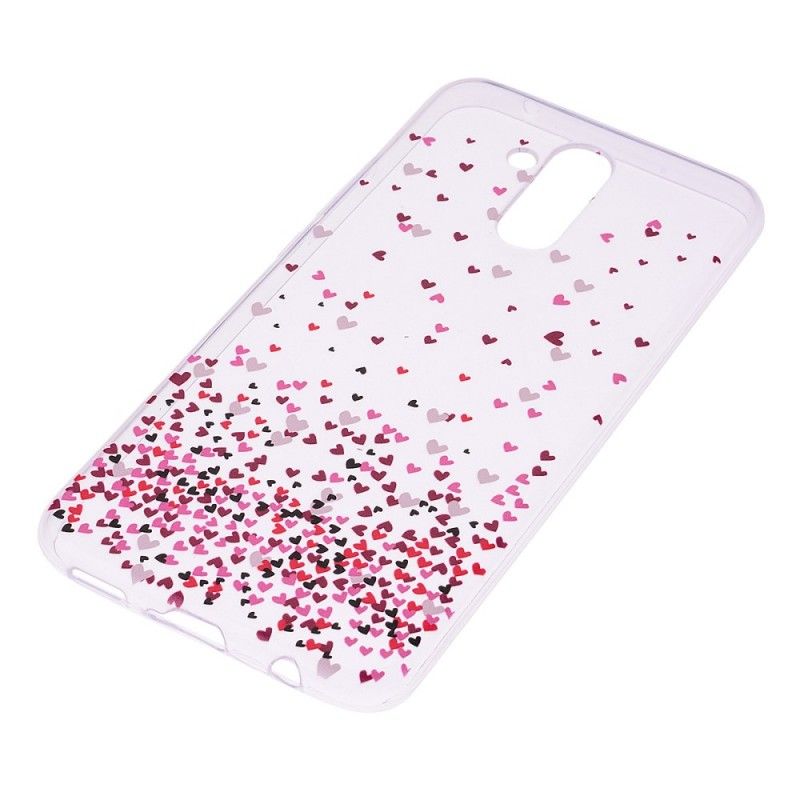 Coque Huawei Mate 20 Lite Transparente Multiples Coeurs Rouges