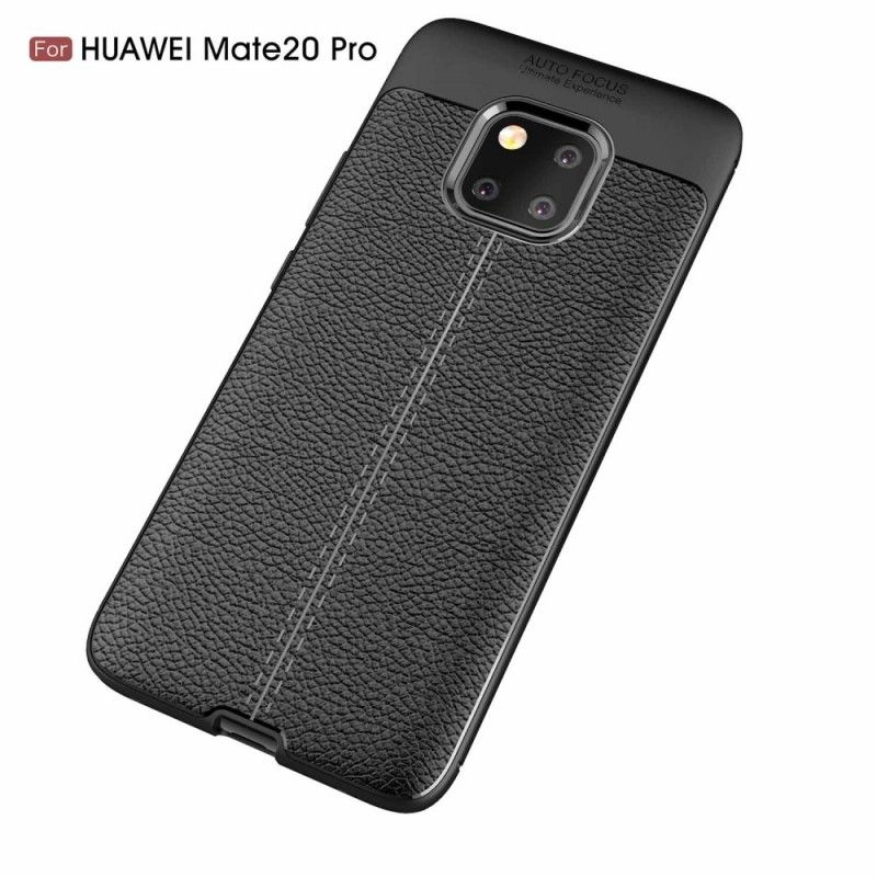 Coque Huawei Mate 20 Pro Effet Cuir Litchi Double Line