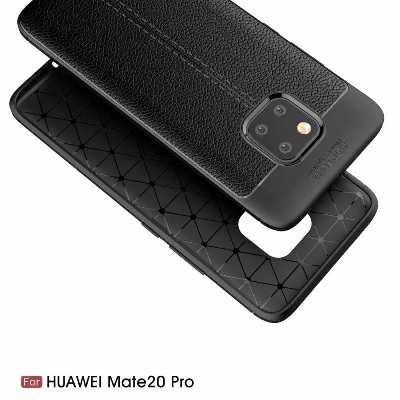 Coque Huawei Mate 20 Pro Effet Cuir Litchi Double Line