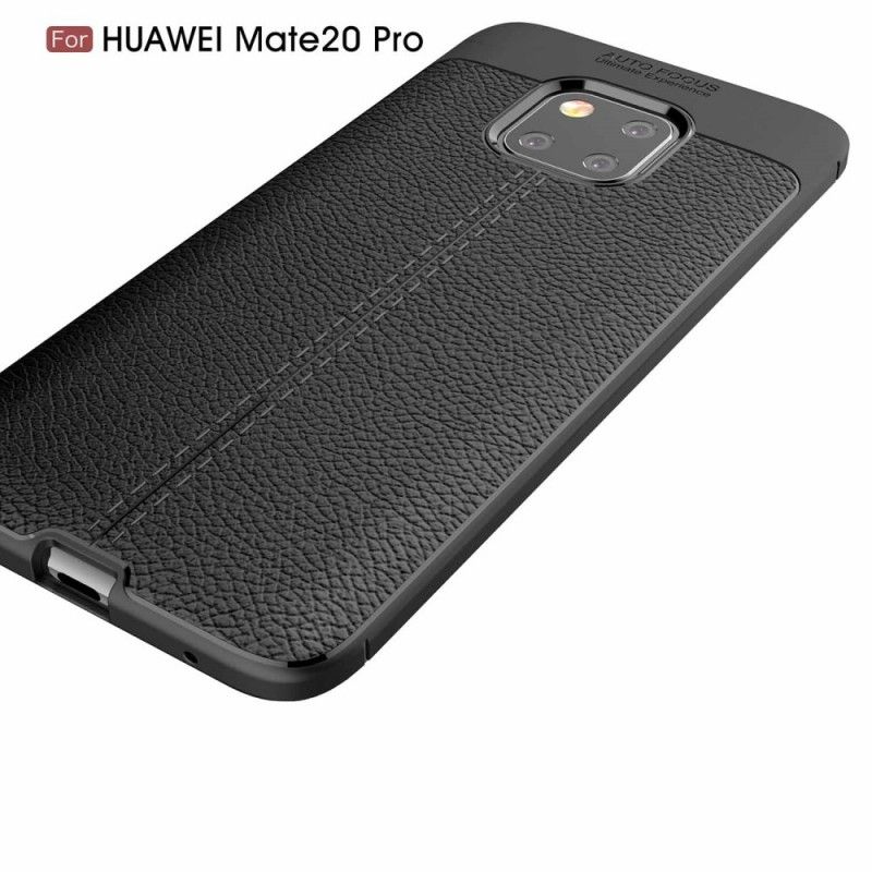 Coque Huawei Mate 20 Pro Effet Cuir Litchi Double Line