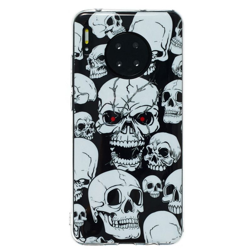 Coque Huawei Mate 30 Attention Têtes De Mort Fluorescente