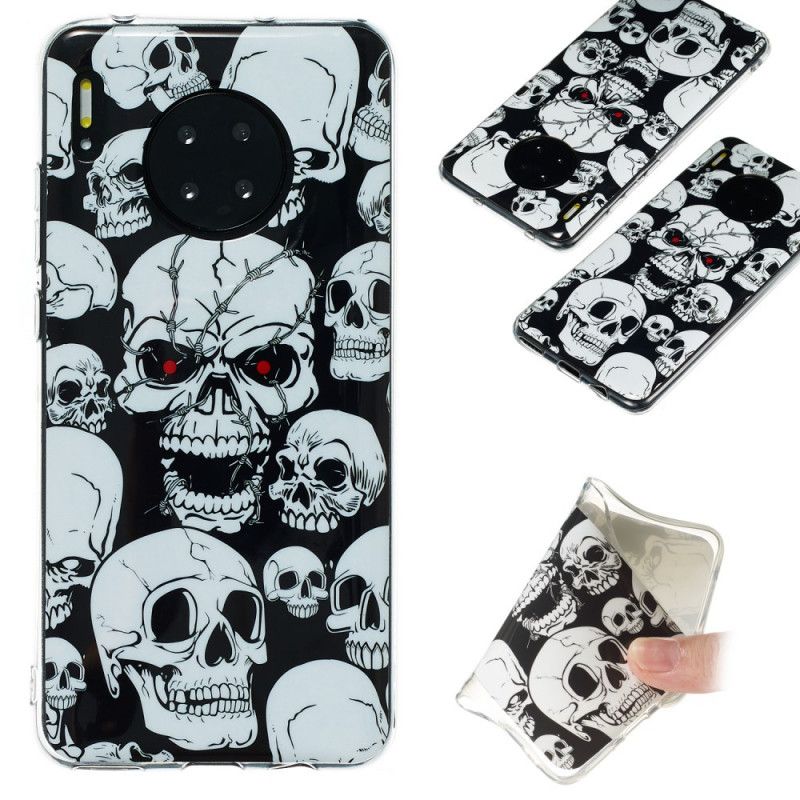 Coque Huawei Mate 30 Attention Têtes De Mort Fluorescente