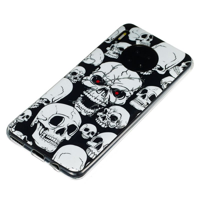 Coque Huawei Mate 30 Attention Têtes De Mort Fluorescente