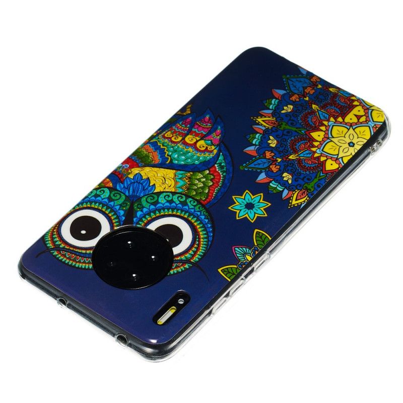 Coque Huawei Mate 30 Hibou Mandala Fluorescente