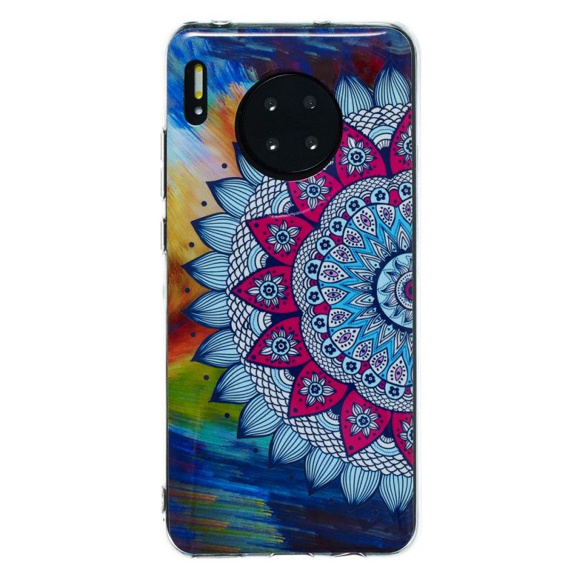 Coque Huawei Mate 30 Hibou Mandala Fluorescente