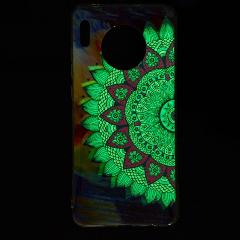 Coque Huawei Mate 30 Hibou Mandala Fluorescente