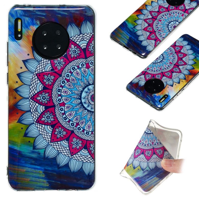 Coque Huawei Mate 30 Hibou Mandala Fluorescente