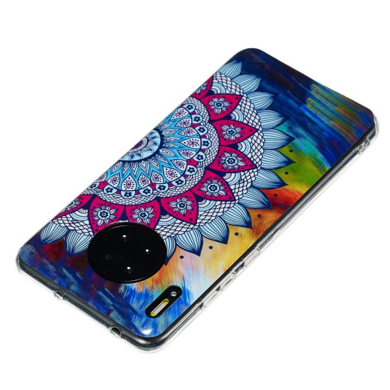 Coque Huawei Mate 30 Hibou Mandala Fluorescente