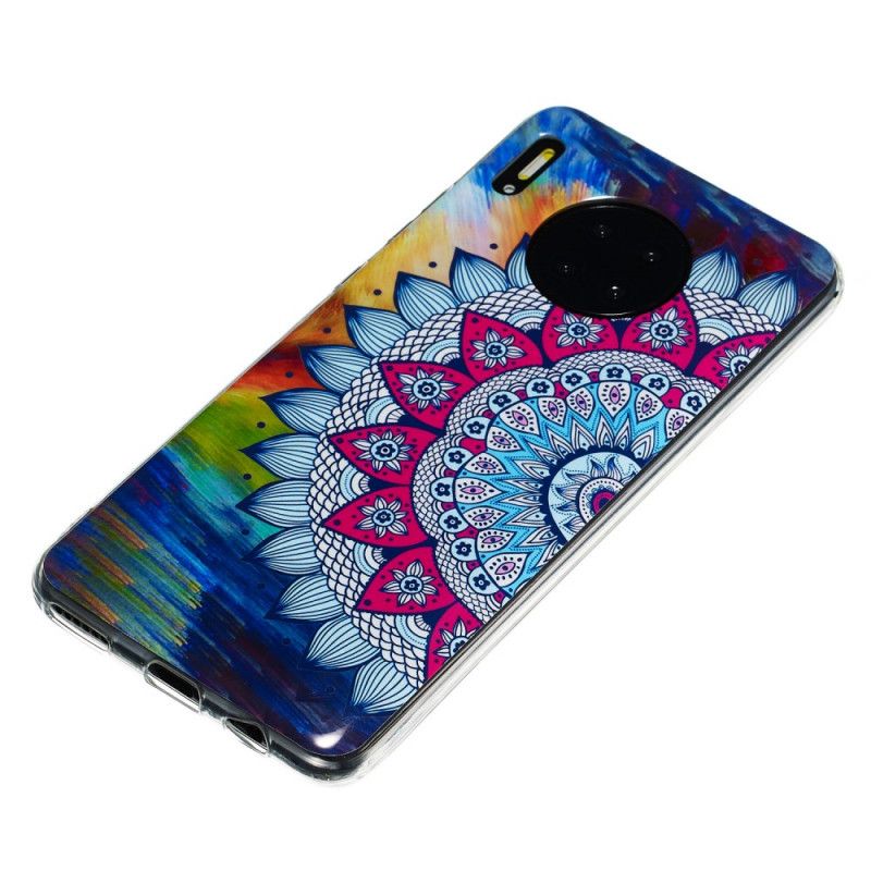 Coque Huawei Mate 30 Hibou Mandala Fluorescente