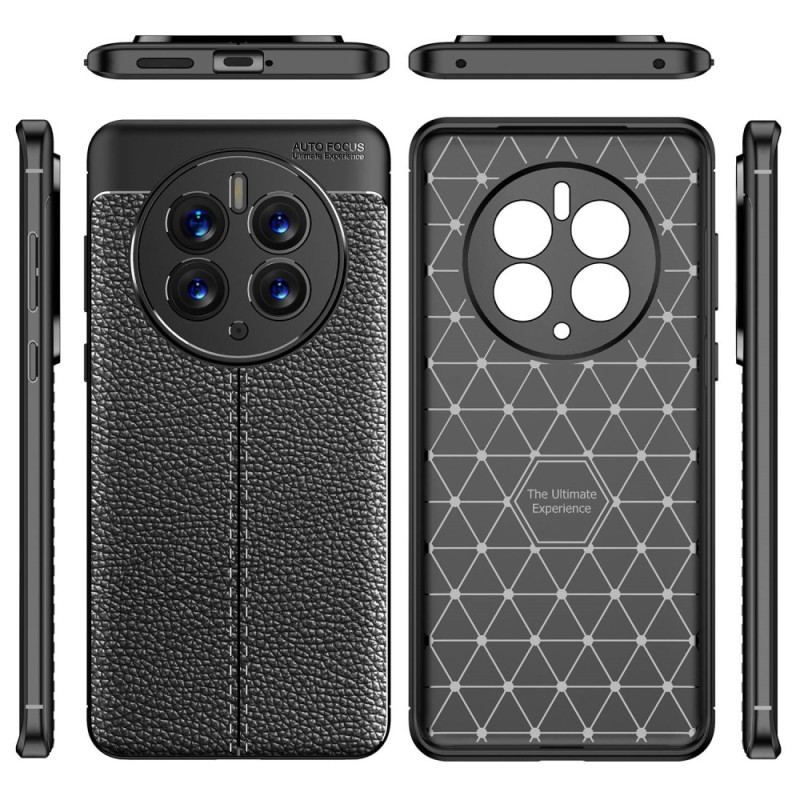 Coque Huawei Mate 50 Pro Effet Cuir Litchi Double Line