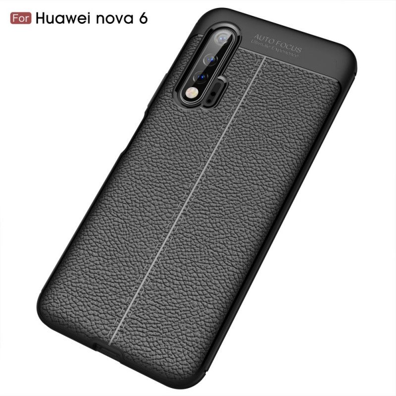 Coque Huawei Nova 6 Effet Cuir Litchi Double Line