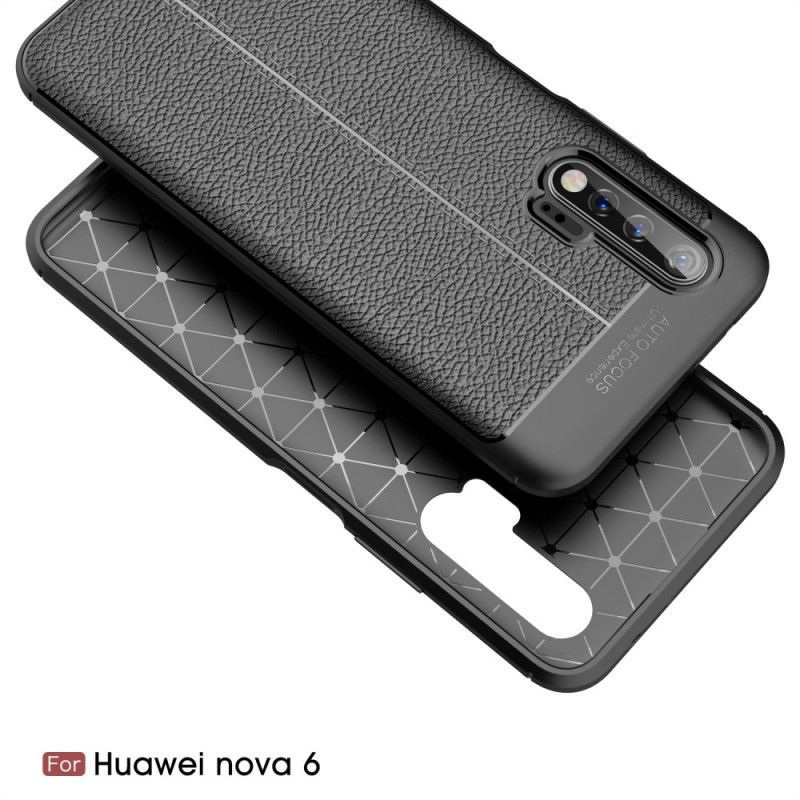 Coque Huawei Nova 6 Effet Cuir Litchi Double Line