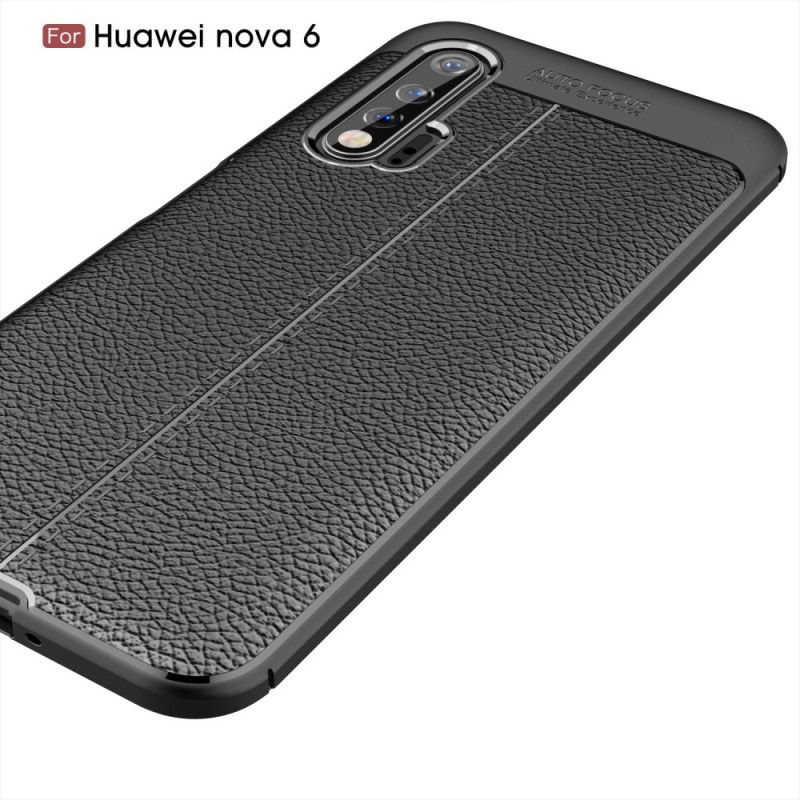 Coque Huawei Nova 6 Effet Cuir Litchi Double Line