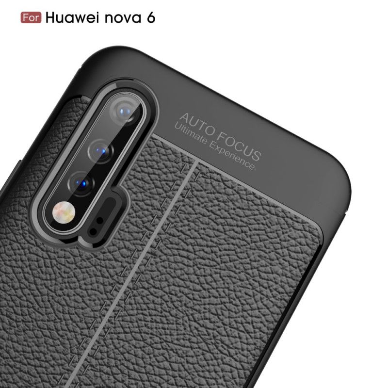 Coque Huawei Nova 6 Effet Cuir Litchi Double Line