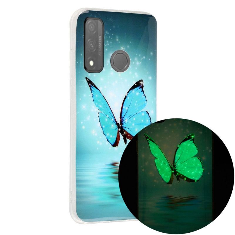 Coque Huawei P Smart 2020 Papillon Bleu Fluorescente