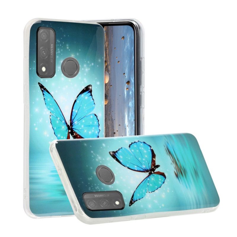 Coque Huawei P Smart 2020 Papillon Bleu Fluorescente