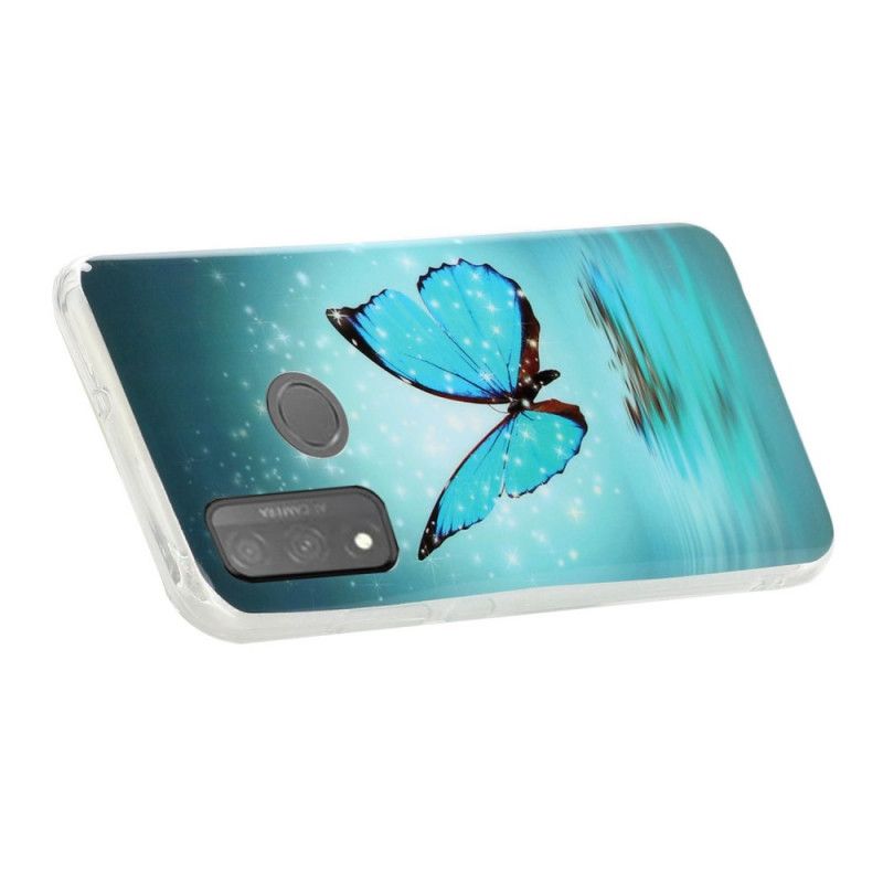 Coque Huawei P Smart 2020 Papillon Bleu Fluorescente