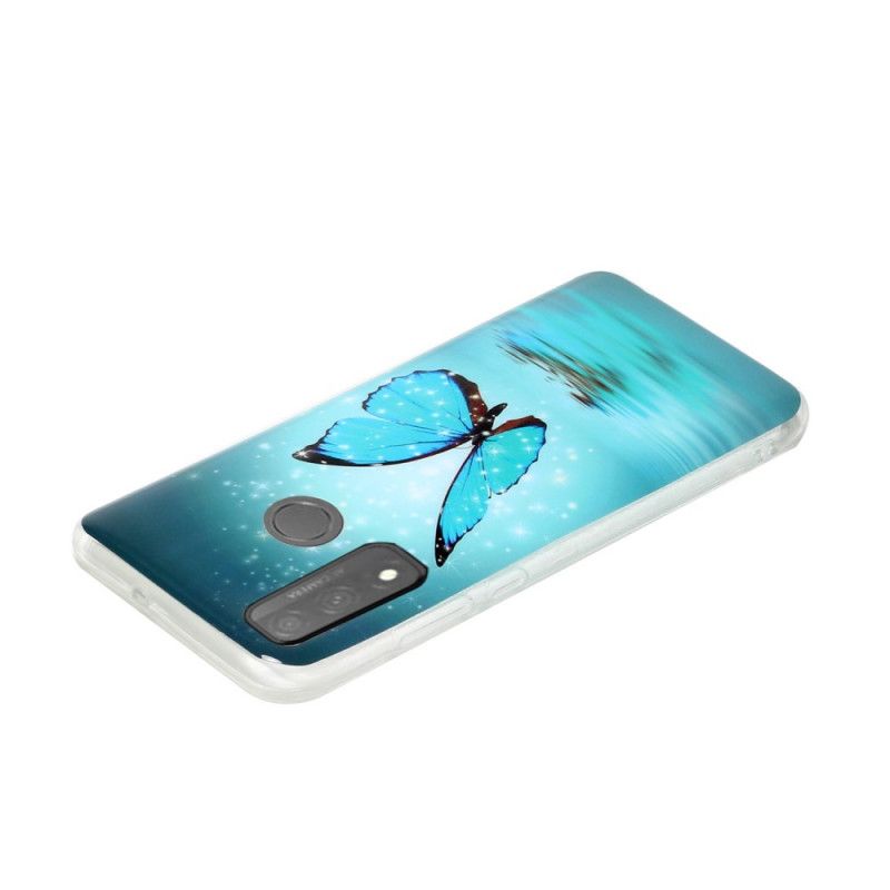 Coque Huawei P Smart 2020 Papillon Bleu Fluorescente