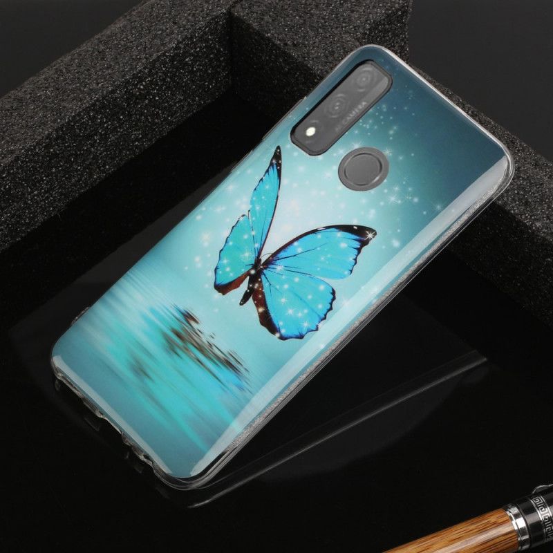 Coque Huawei P Smart 2020 Papillon Bleu Fluorescente