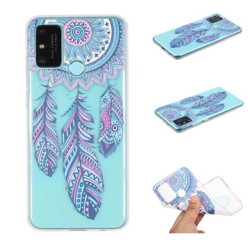 Coque Huawei P Smart 2020 Transparente Attrape Rêves Plumes Bleues