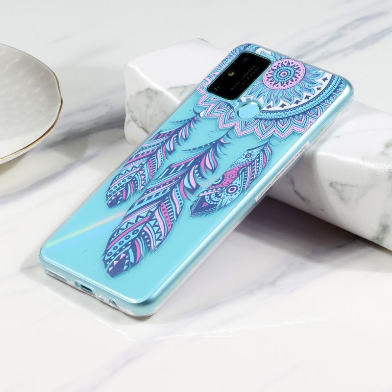 Coque Huawei P Smart 2020 Transparente Attrape Rêves Plumes Bleues