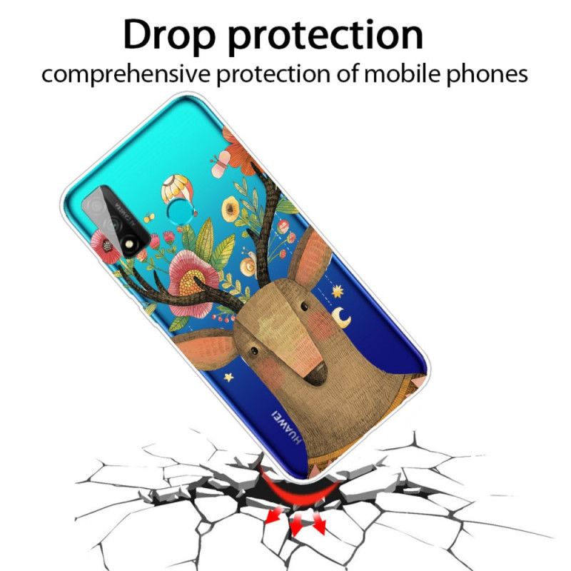 Coque Huawei P Smart 2020 Transparente Cerf Fleuri