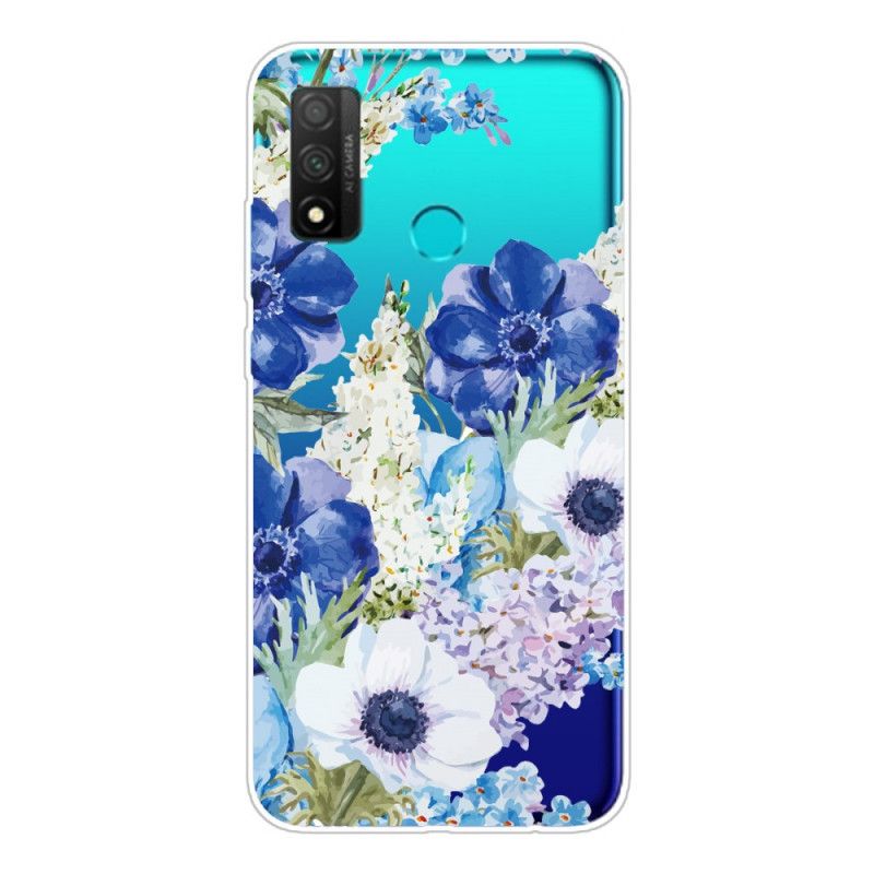 Coque Huawei P Smart 2020 Transparente Fleurs Bleues Aquarelle