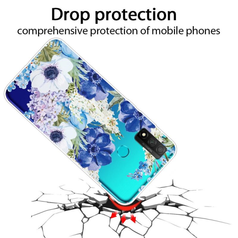 Coque Huawei P Smart 2020 Transparente Fleurs Bleues Aquarelle