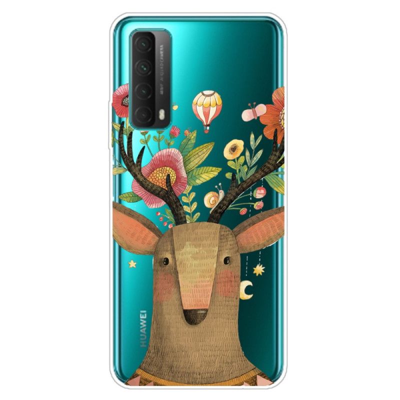 Coque Huawei P Smart 2021 Transparente Cerf Fleuri