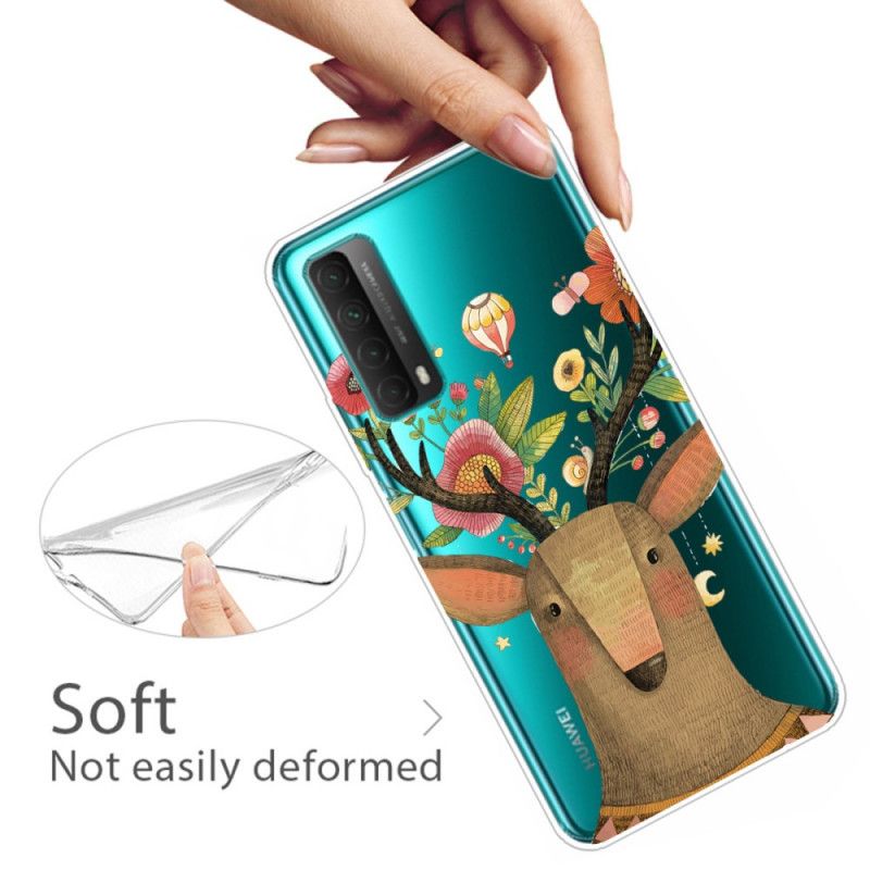 Coque Huawei P Smart 2021 Transparente Cerf Fleuri
